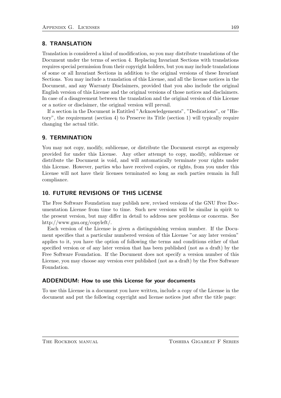 Toshiba Rockbox F Series User Manual | Page 169 / 177