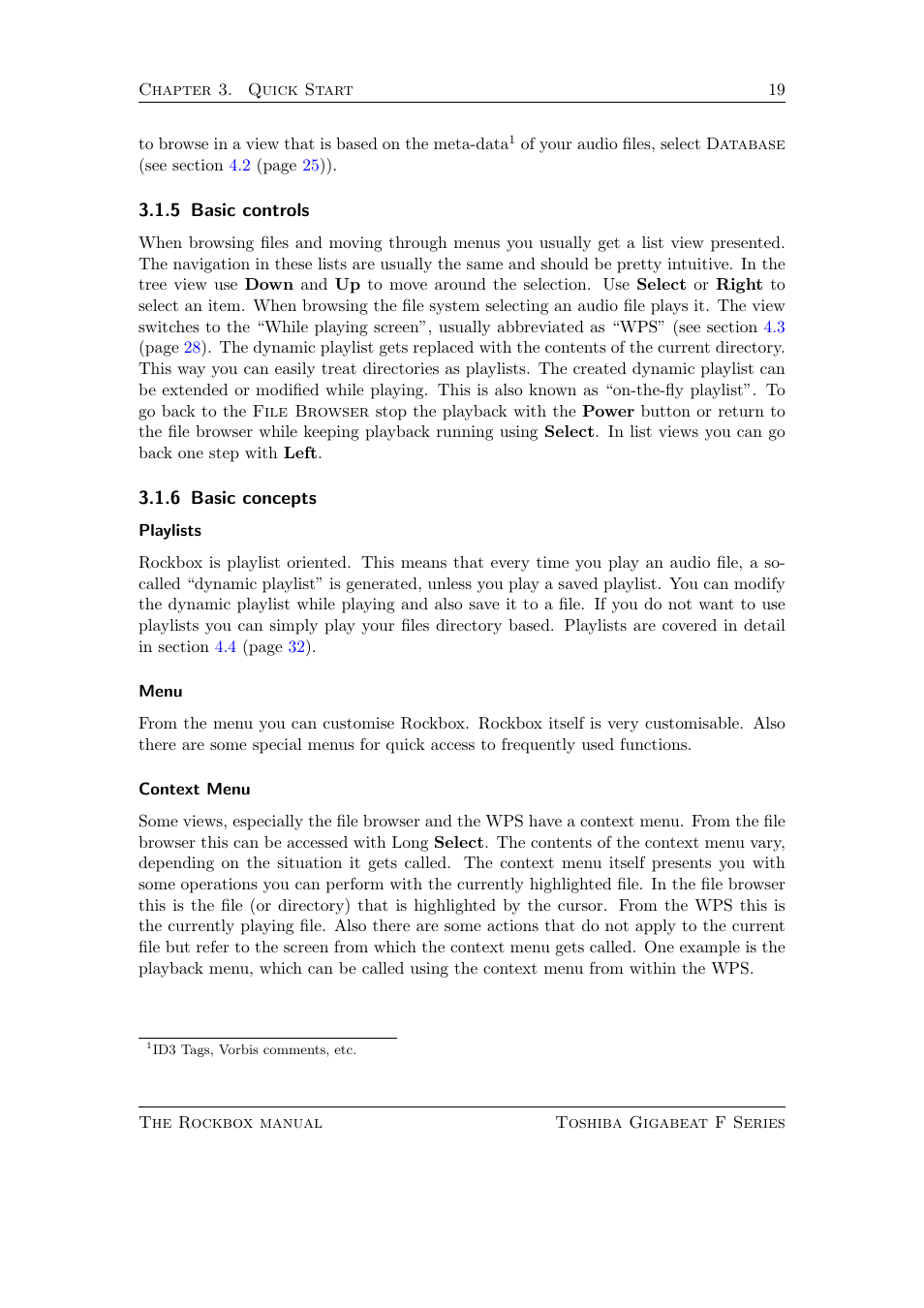 Basic controls, Basic concepts | Toshiba Rockbox F Series User Manual | Page 19 / 177