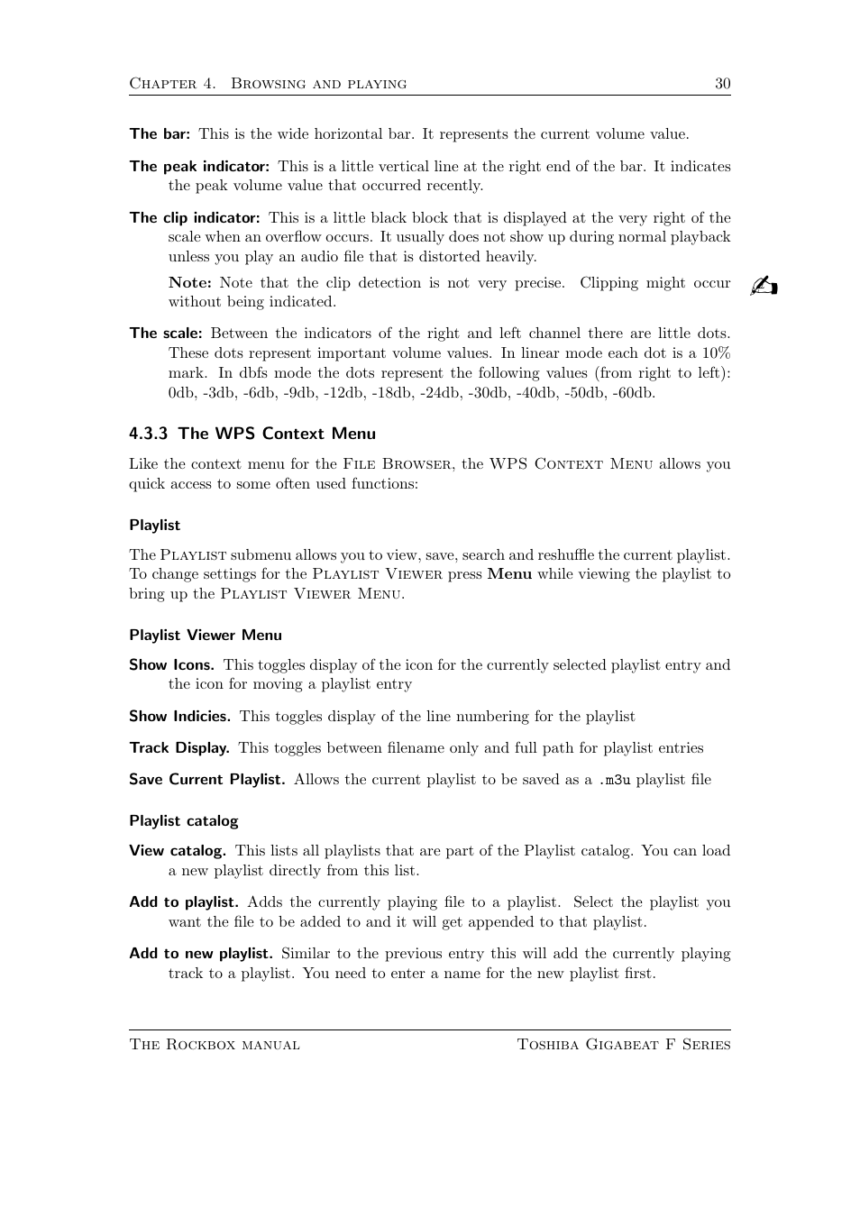 The wps context menu | Toshiba Rockbox F Series User Manual | Page 30 / 177