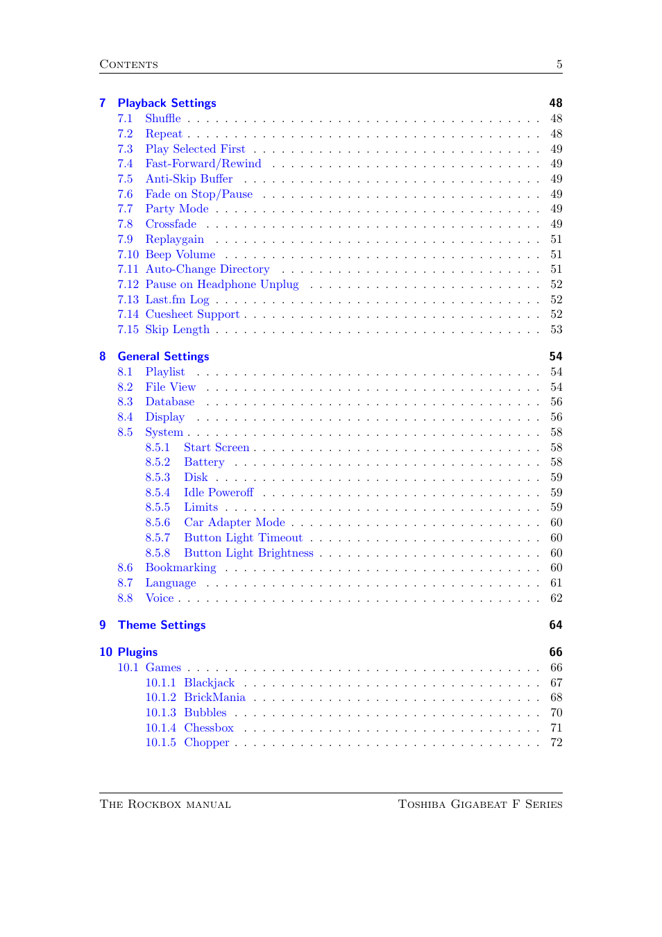Toshiba Rockbox F Series User Manual | Page 5 / 177
