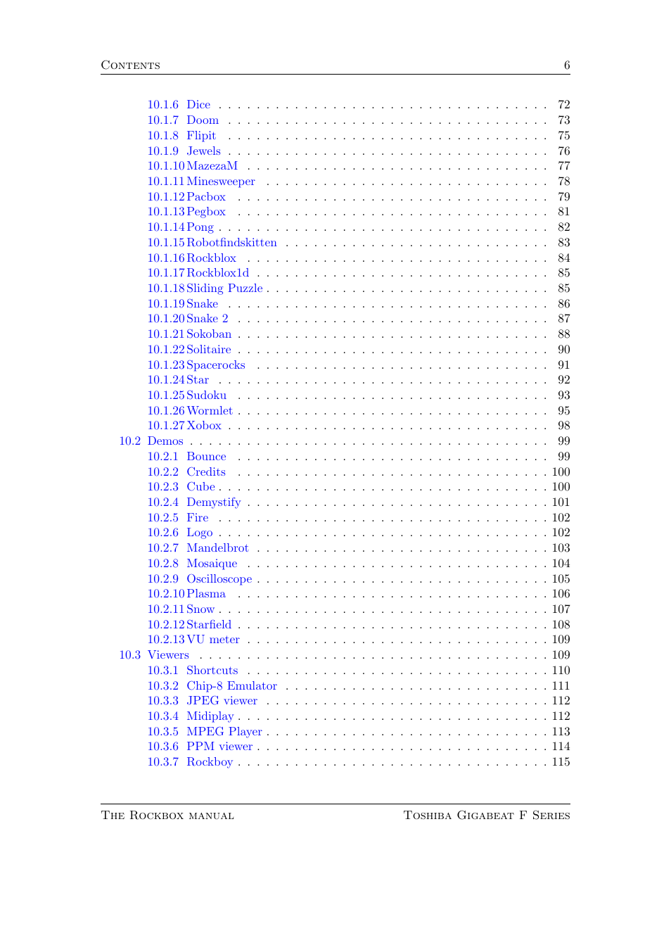 Toshiba Rockbox F Series User Manual | Page 6 / 177