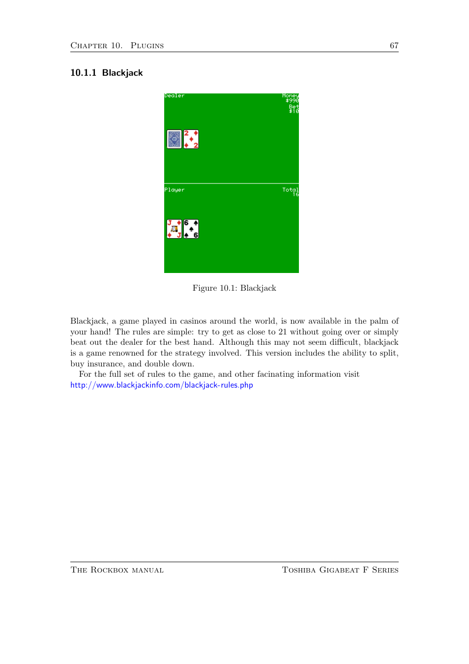 Blackjack, 1 blackjack | Toshiba Rockbox F Series User Manual | Page 67 / 177