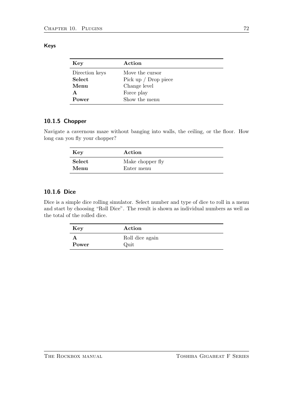 Chopper, Dice, 5 chopper | 6 dice | Toshiba Rockbox F Series User Manual | Page 72 / 177