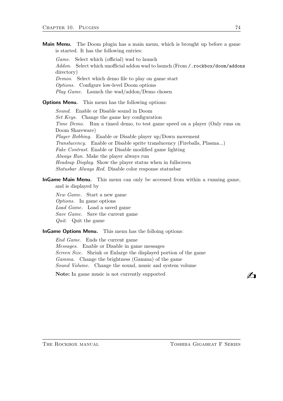 Toshiba Rockbox F Series User Manual | Page 74 / 177