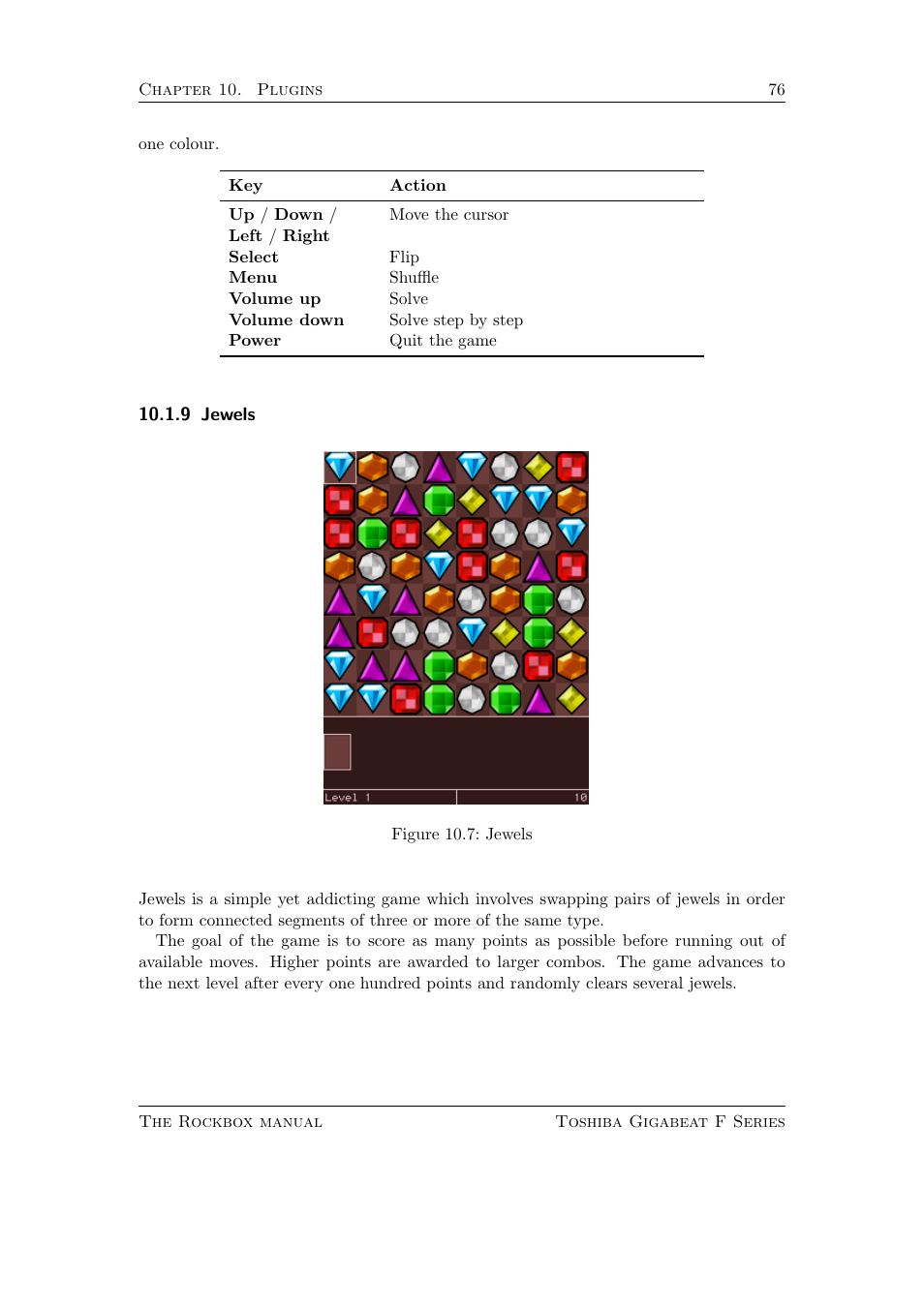 Jewels, 9 jewels | Toshiba Rockbox F Series User Manual | Page 76 / 177