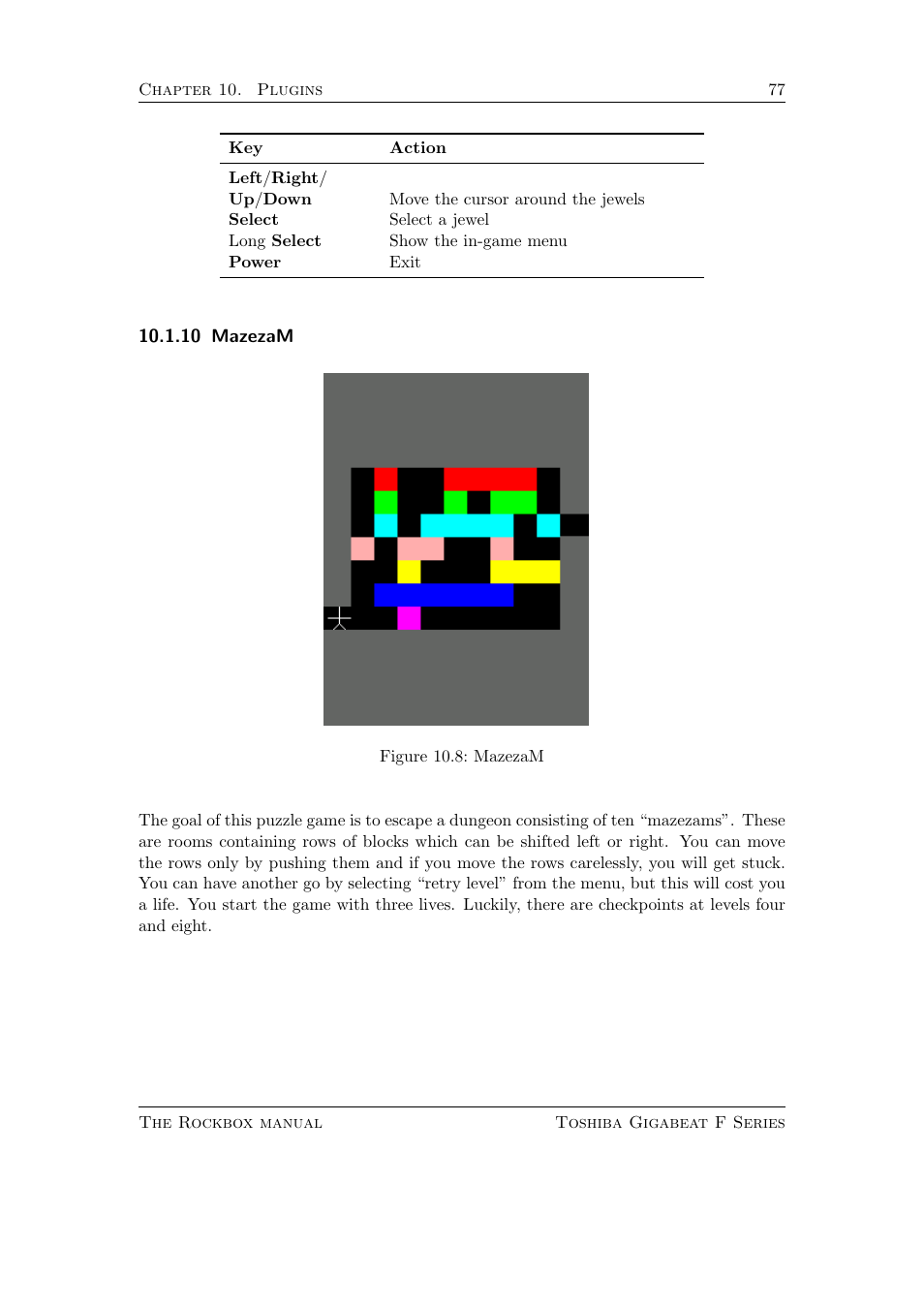 Mazezam, 10 mazezam | Toshiba Rockbox F Series User Manual | Page 77 / 177