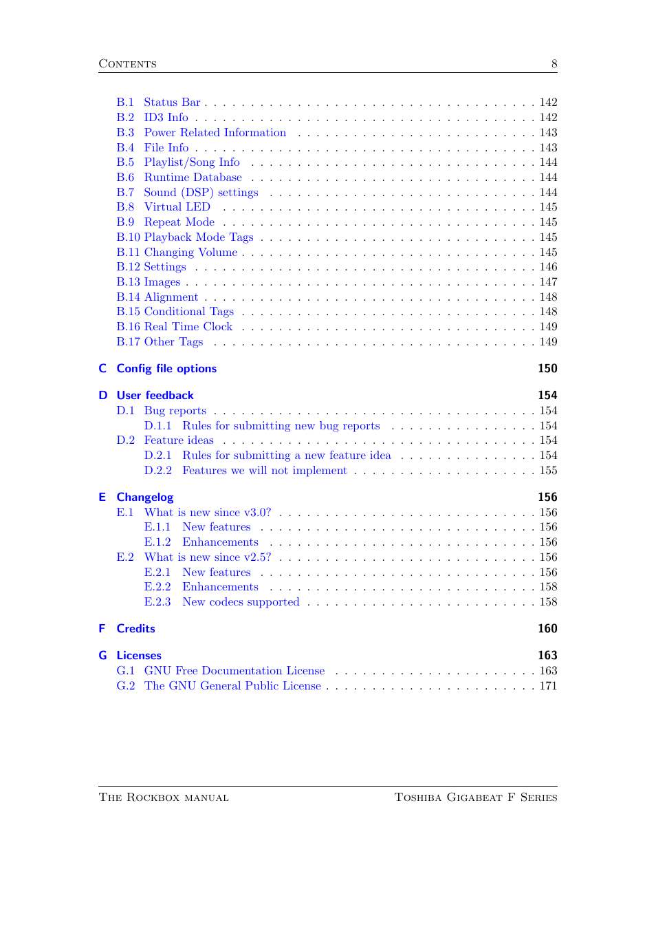 Toshiba Rockbox F Series User Manual | Page 8 / 177