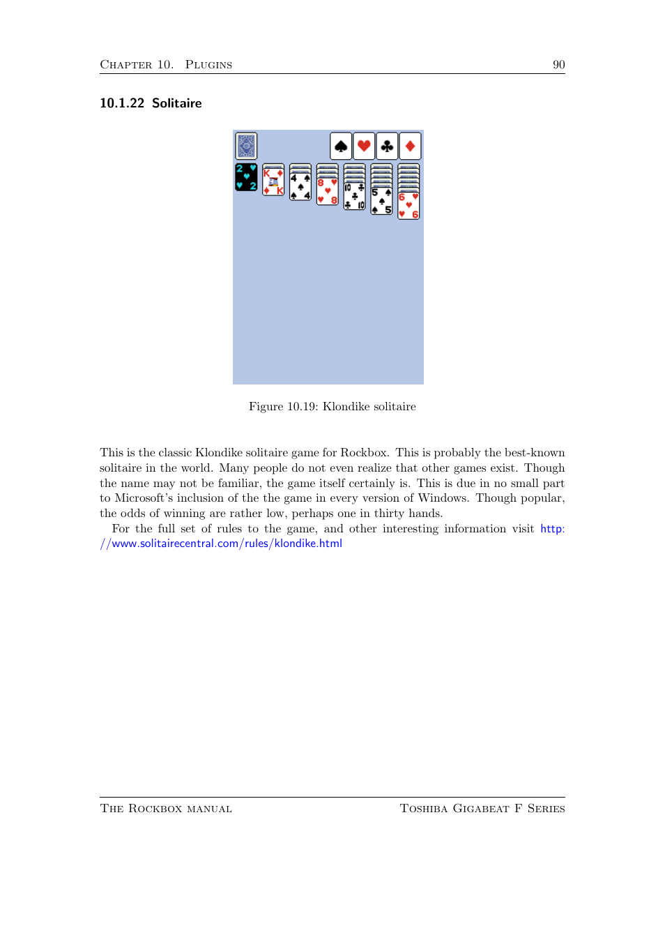 Solitaire, 22 solitaire | Toshiba Rockbox F Series User Manual | Page 90 / 177