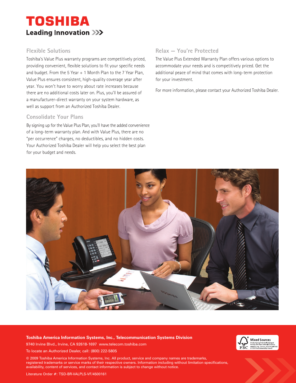 Flexible solutions, Consolidate your plans, Relax — you’re protected | Toshiba IPT2000 User Manual | Page 2 / 2