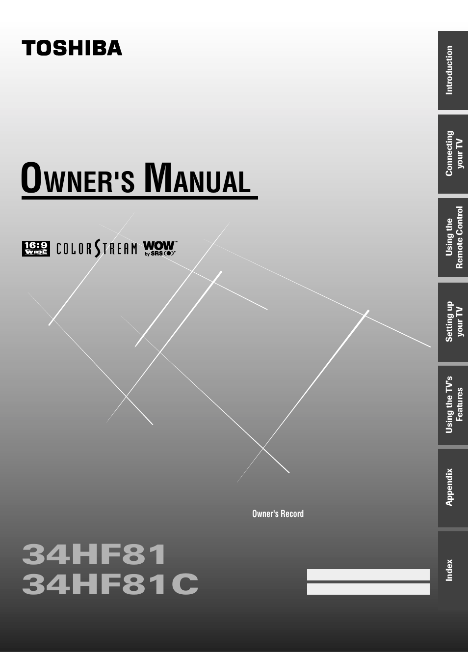 Toshiba 34HF81 User Manual | 56 pages