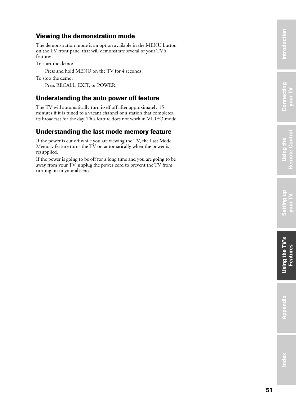 Viewing the demonstration mode | Toshiba 34HF81 User Manual | Page 51 / 56