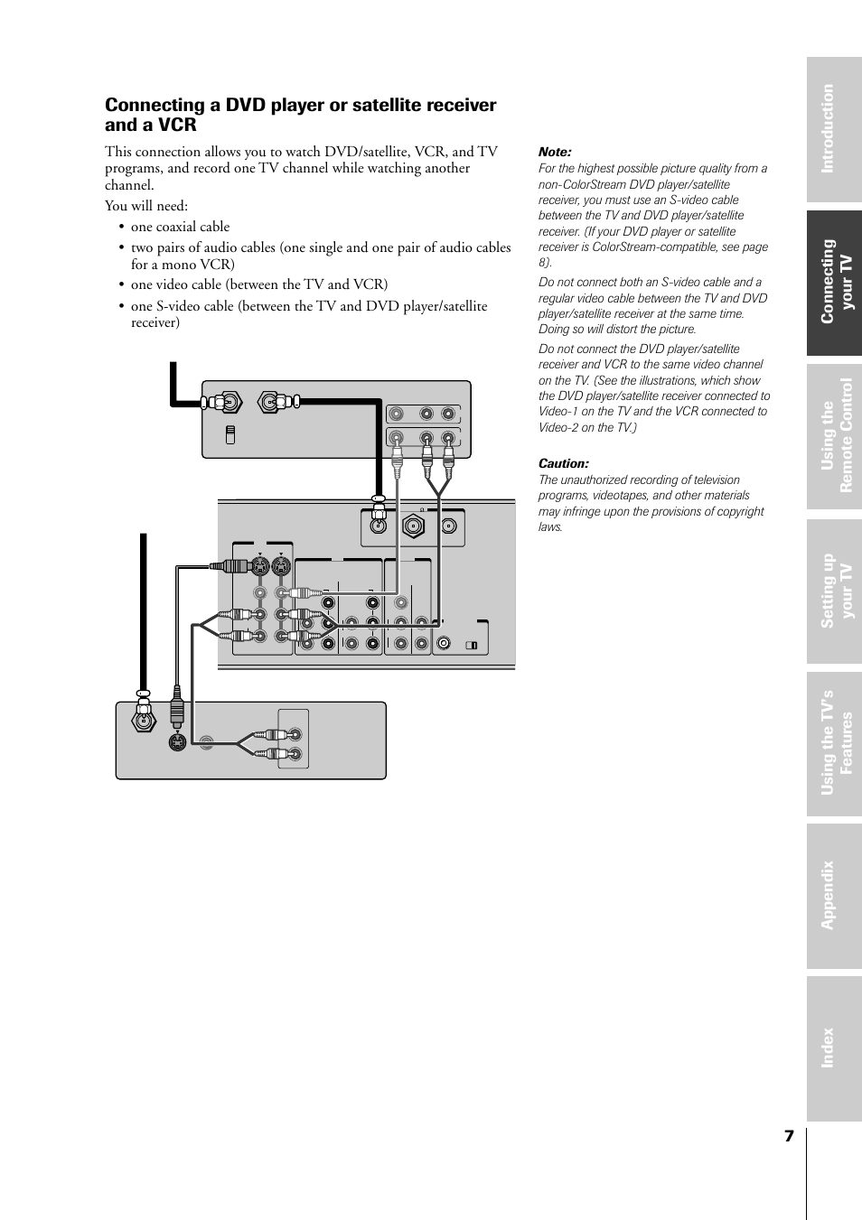 Dvd player or satellite receiver and a vcr | Toshiba 34HF81 User Manual | Page 7 / 56