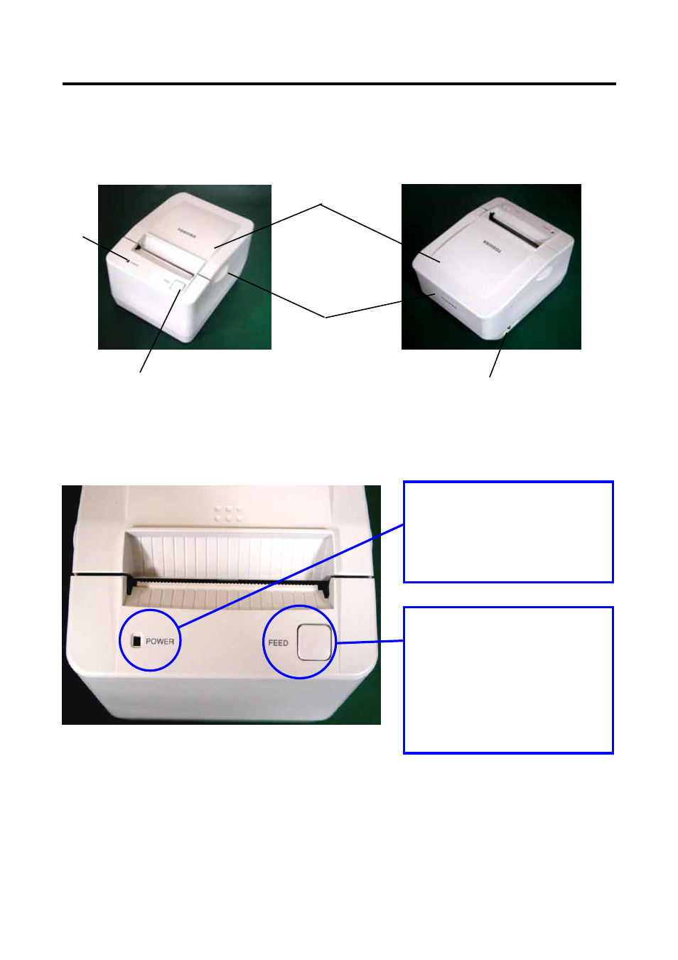 Appearance, 1 front/rear view, 2 led and feed button | Toshiba REMOTE RECEIPT PRINTER TRST-A00 User Manual | Page 14 / 35