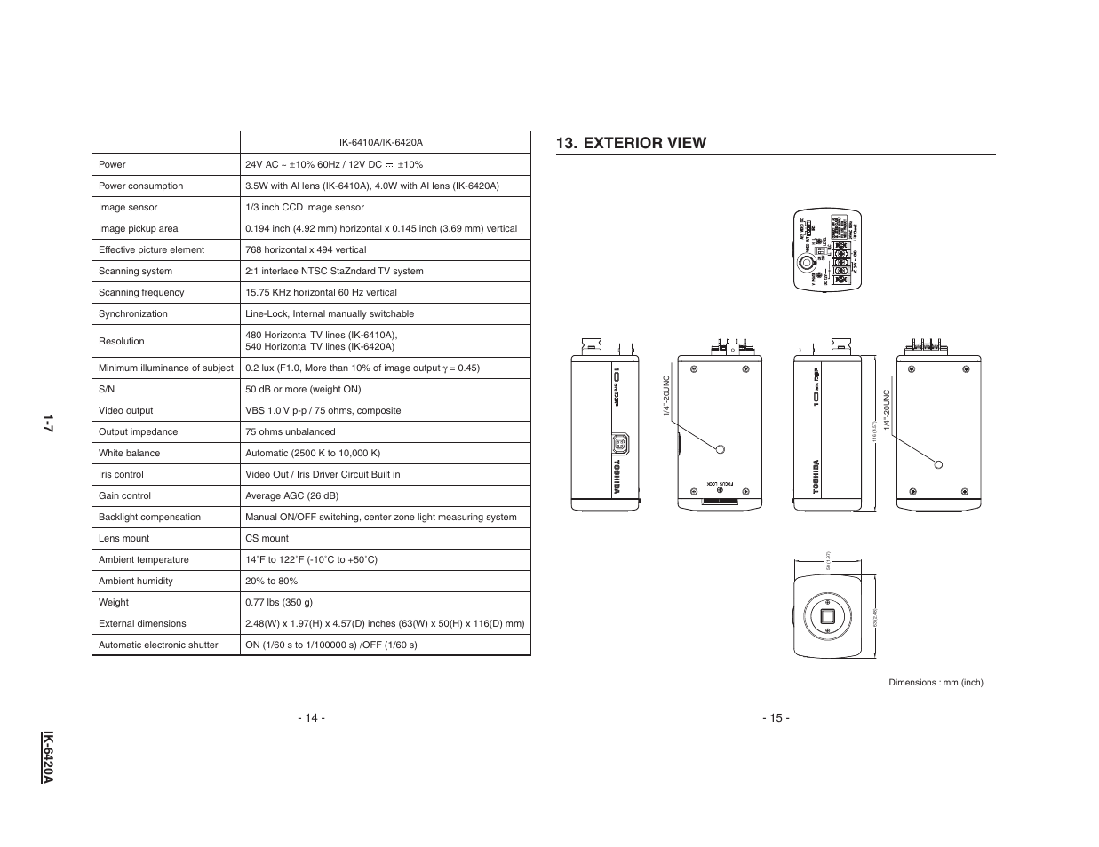 Exterior view | Toshiba IK-6420A1-1 User Manual | Page 7 / 7