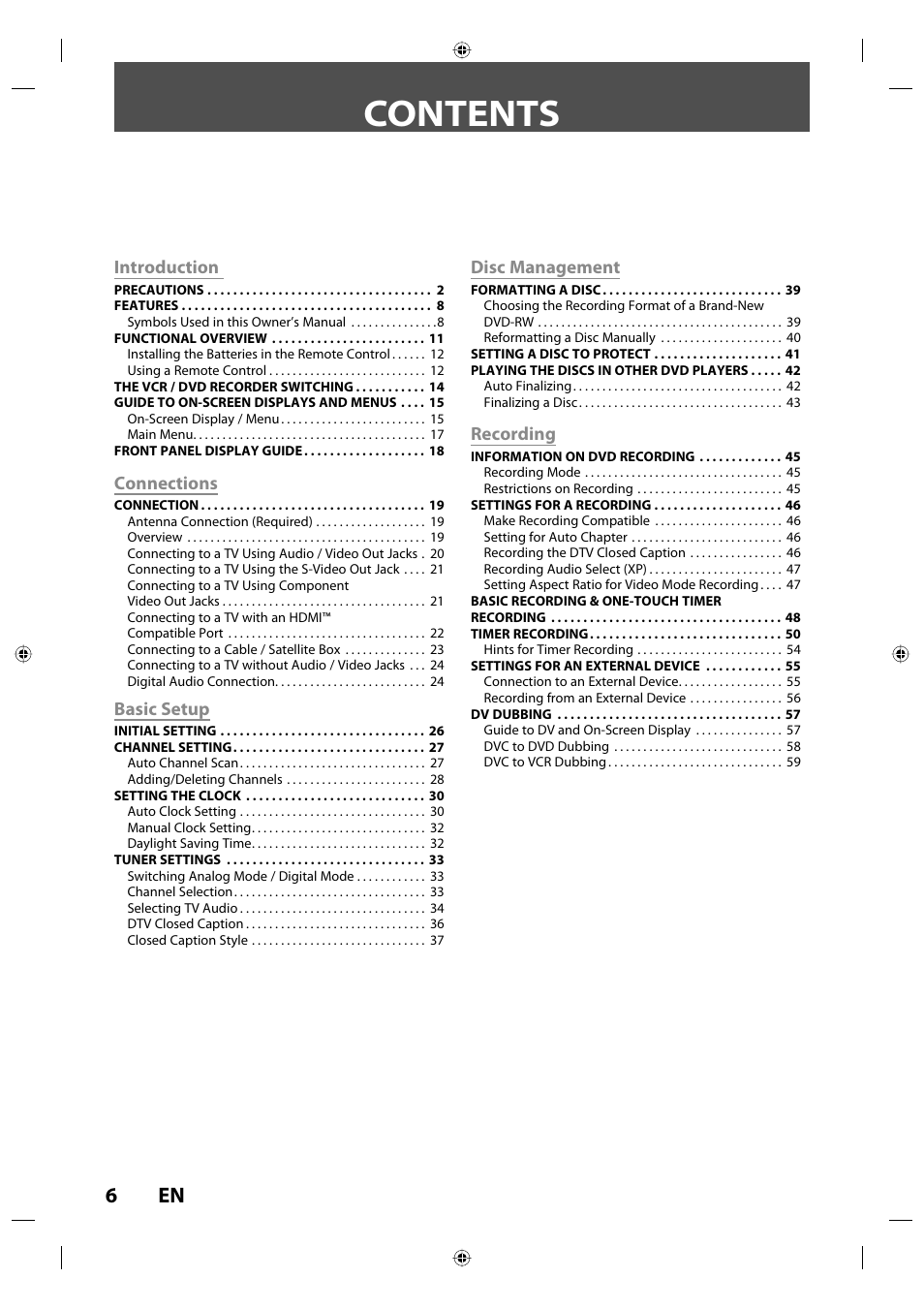 Toshiba DVR670KU User Manual | Page 6 / 124