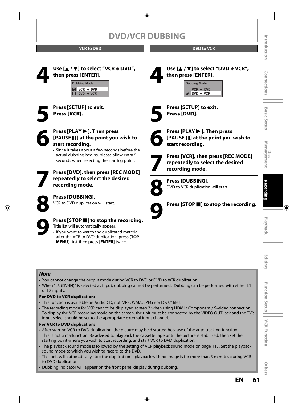 Toshiba DVR670KU User Manual | Page 61 / 124