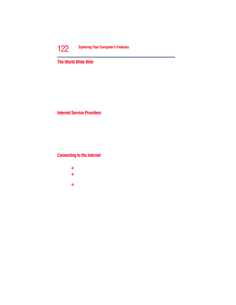 The world wide web, Internet service providers, Connecting to the internet | Toshiba A205 User Manual | Page 122 / 237