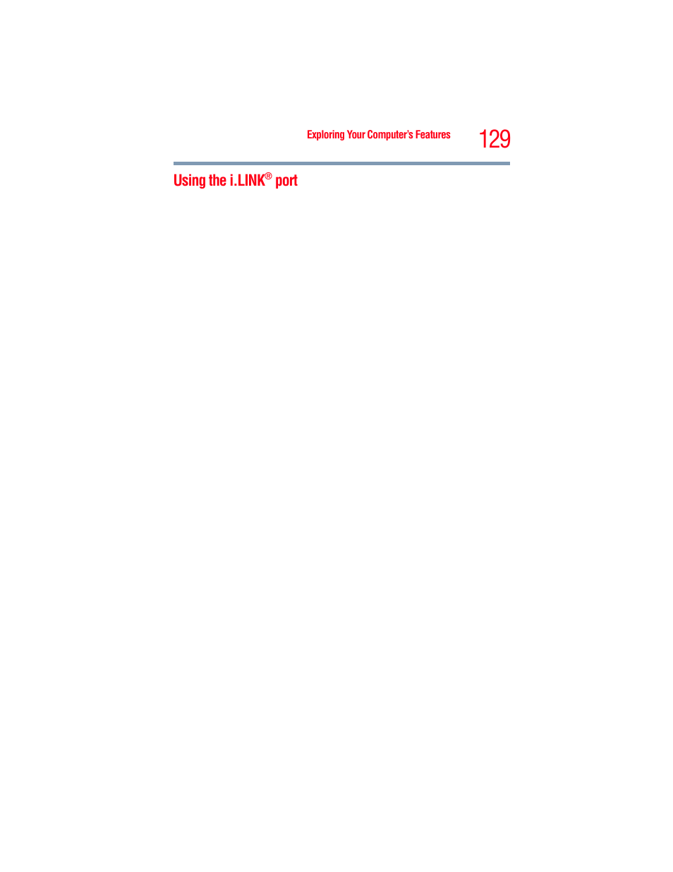 Using the i.link® port, Using the i.link, Port | Toshiba A205 User Manual | Page 129 / 237