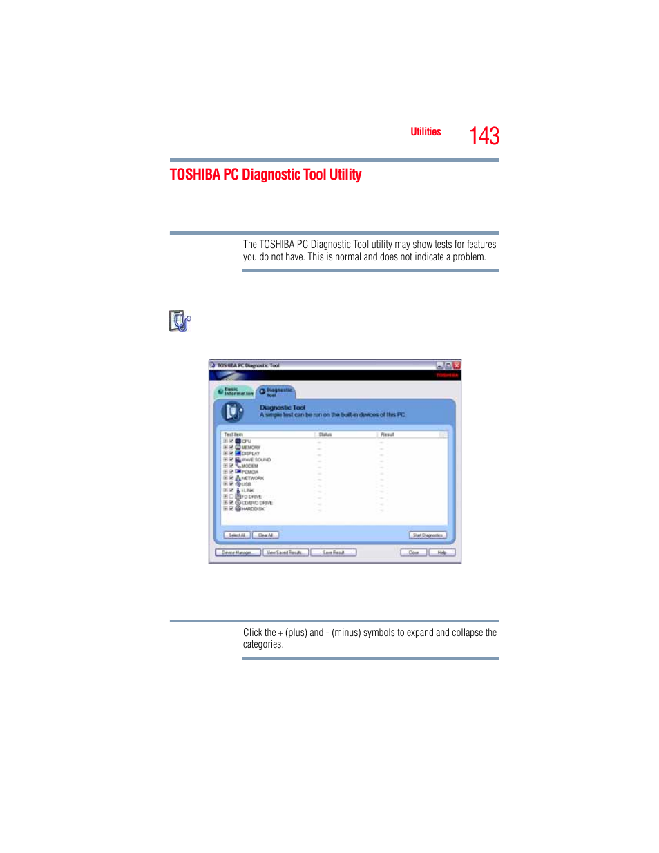 Toshiba pc diagnostic tool utility | Toshiba A205 User Manual | Page 143 / 237