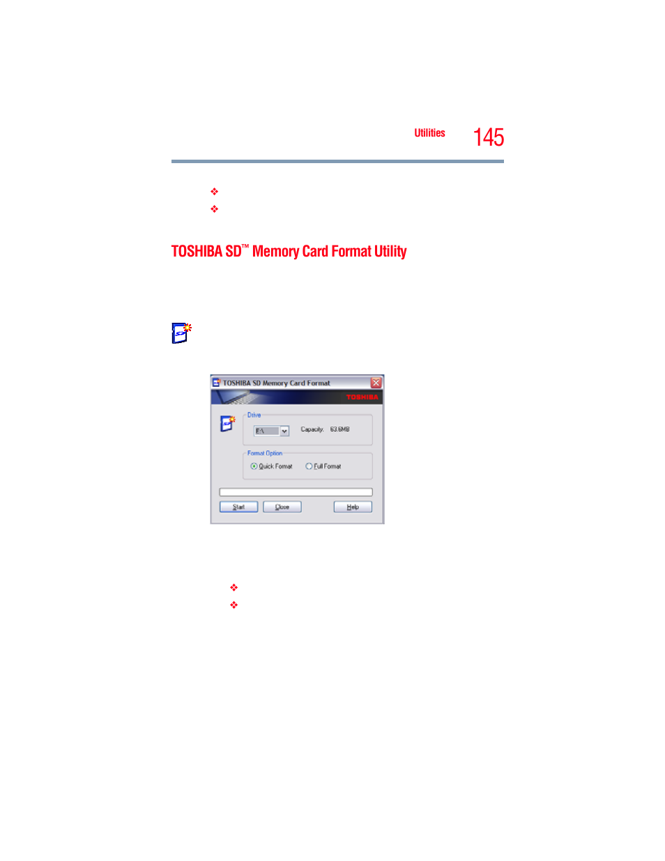 Toshiba sd™ memory card format utility, Toshiba sd | Toshiba A205 User Manual | Page 145 / 237