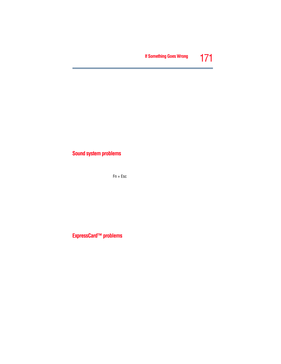 Sound system problems, Expresscard™ problems, Sound system problems expresscard™ problems | Toshiba A205 User Manual | Page 171 / 237