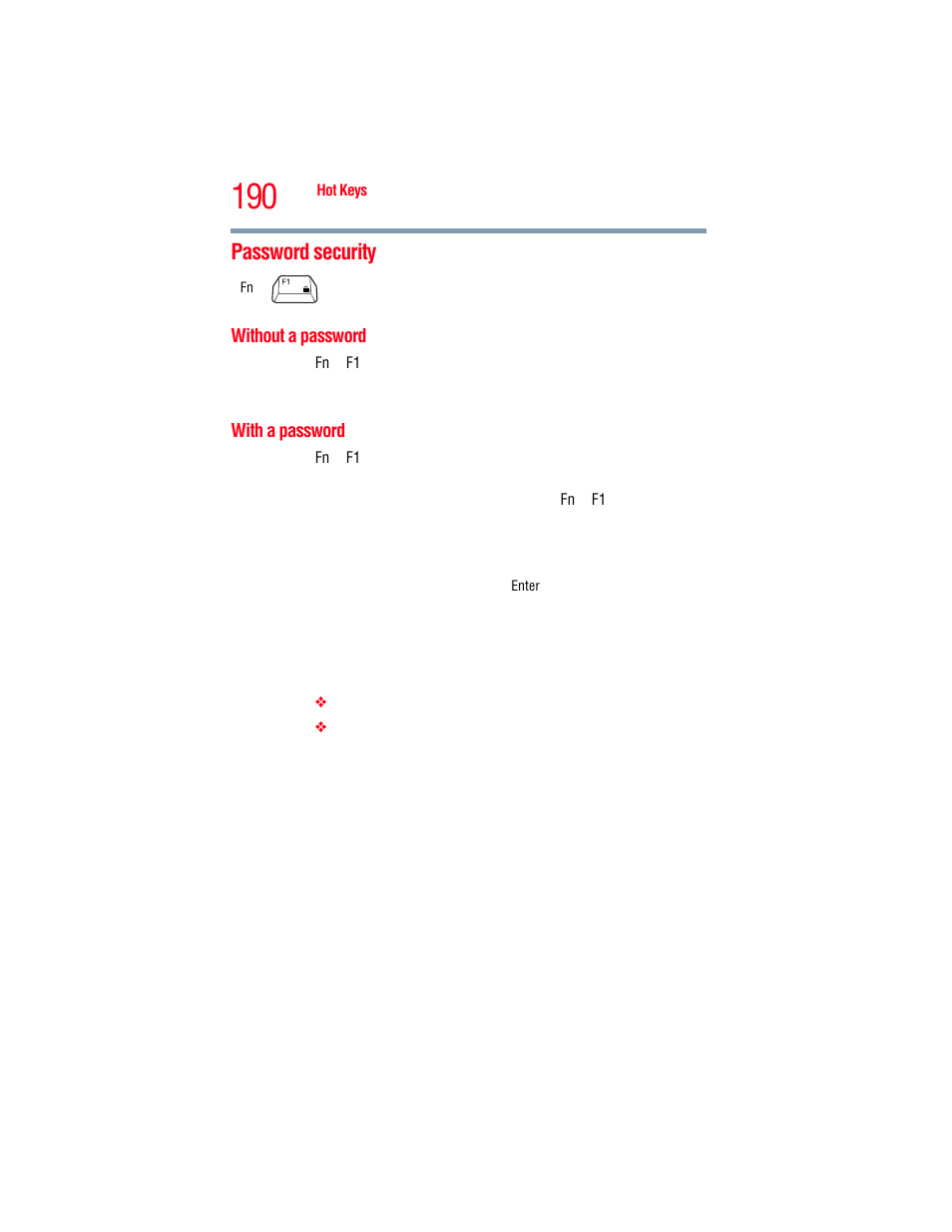 Password security, Without a password, With a password | Without a password with a password | Toshiba A205 User Manual | Page 190 / 237