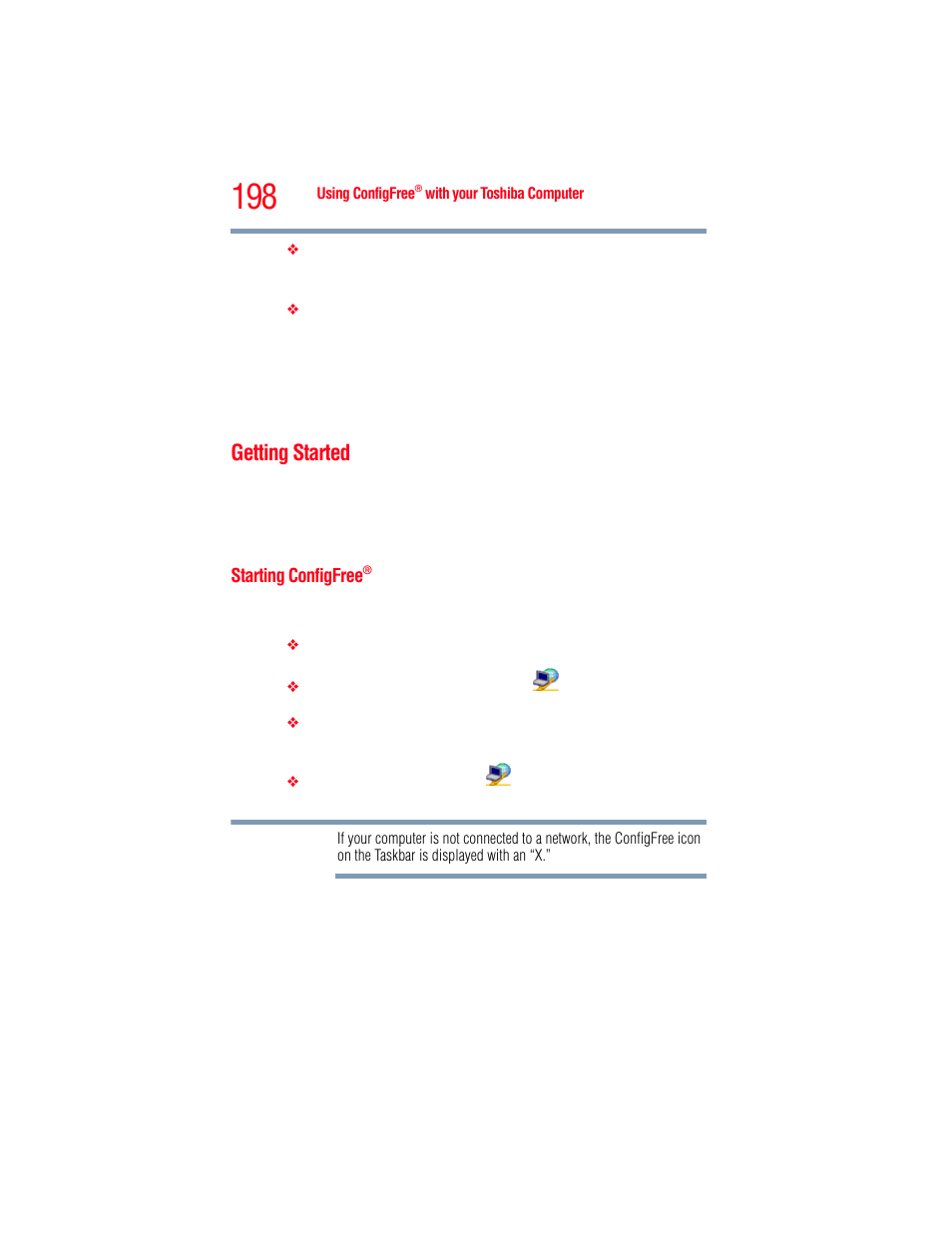 Getting started, Starting configfree | Toshiba A205 User Manual | Page 198 / 237