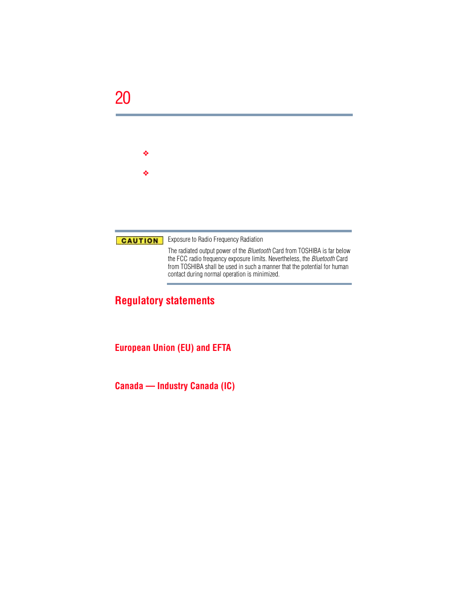 Regulatory statements | Toshiba A205 User Manual | Page 20 / 237