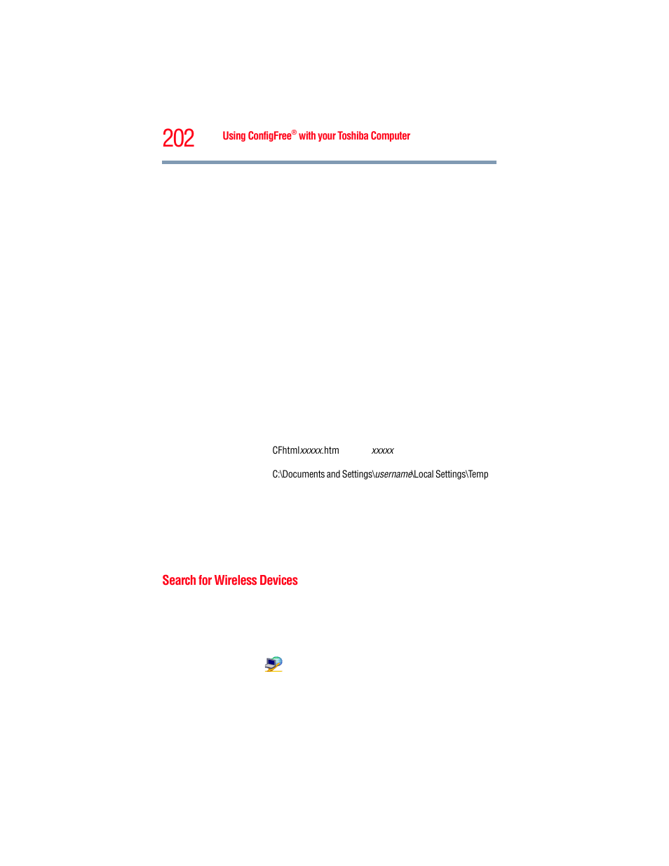 Search for wireless devices | Toshiba A205 User Manual | Page 202 / 237