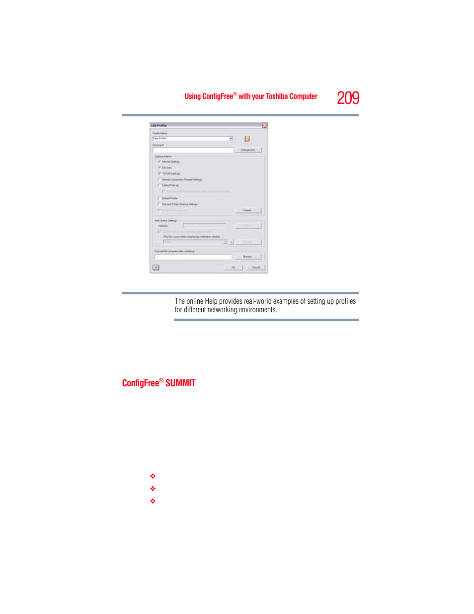 Configfree® summit, Configfree, Configfree® summit” on | Toshiba A205 User Manual | Page 209 / 237