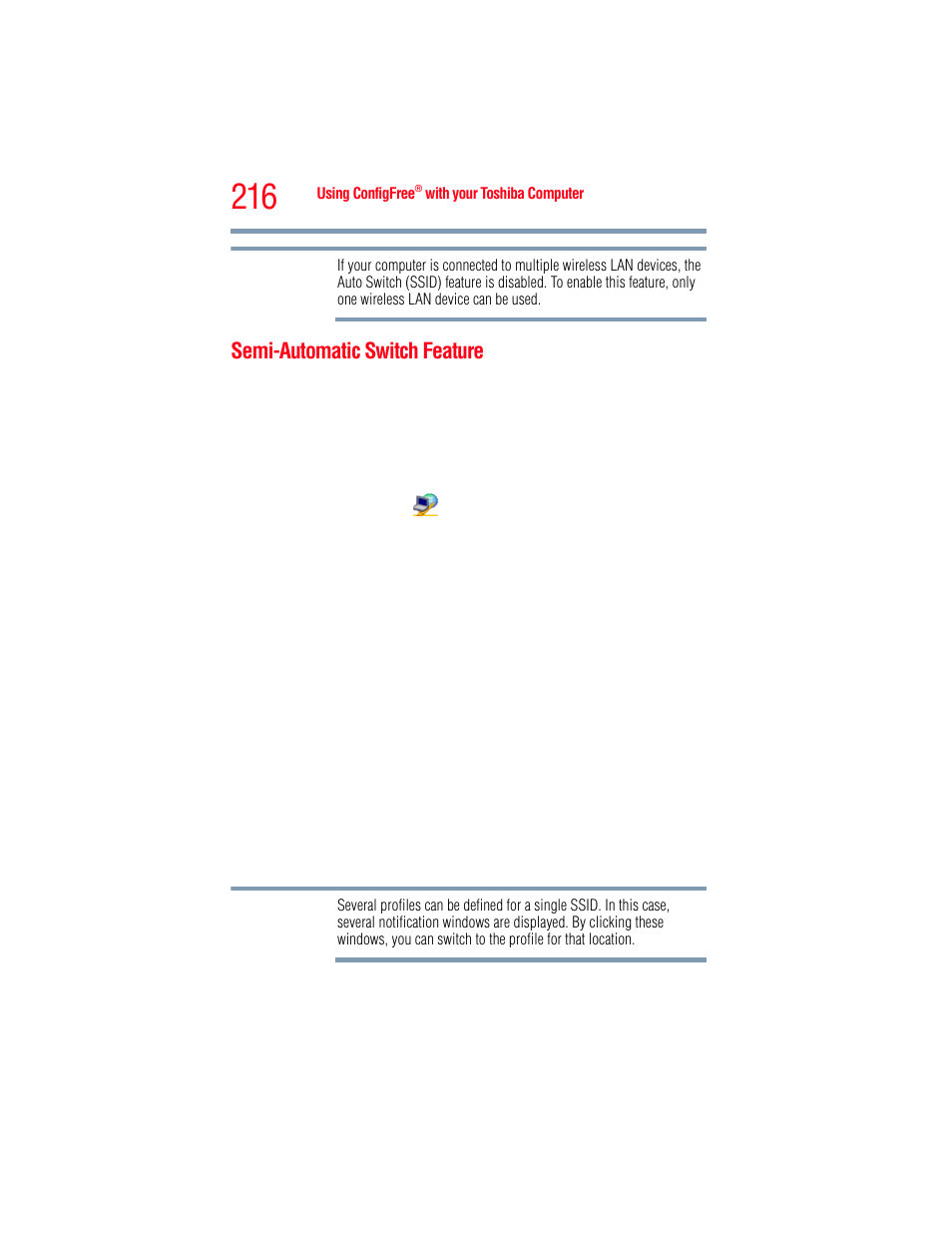 Semi-automatic switch feature | Toshiba A205 User Manual | Page 216 / 237