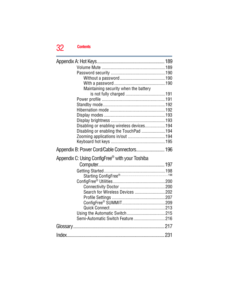 Toshiba A205 User Manual | Page 32 / 237