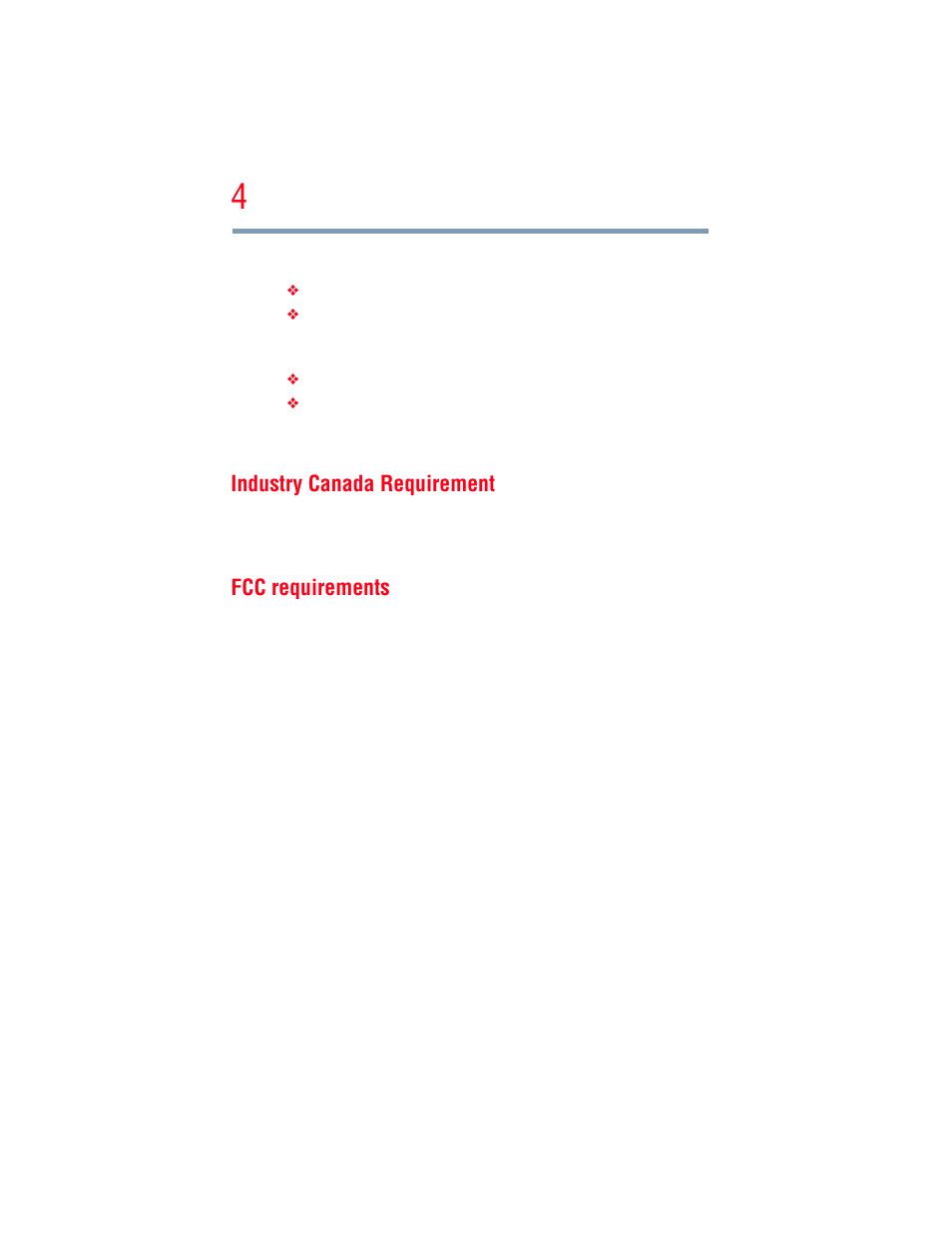 Industry canada requirement, Fcc requirements | Toshiba A205 User Manual | Page 4 / 237