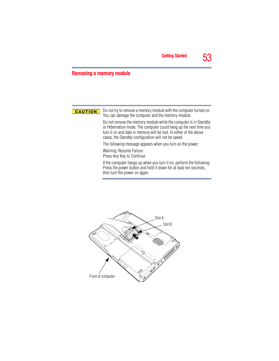 Removing a memory module | Toshiba A205 User Manual | Page 53 / 237