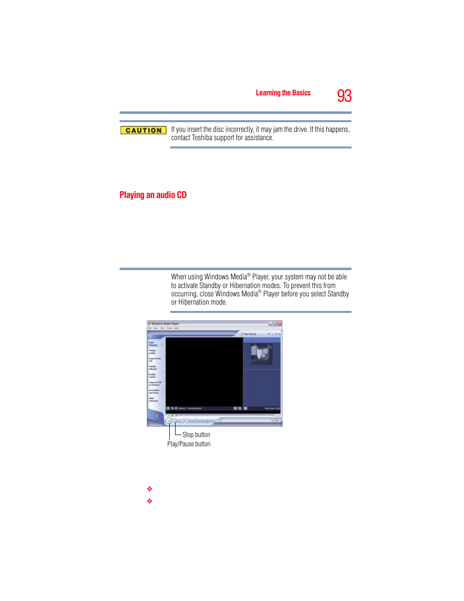 Playing an audio cd | Toshiba A205 User Manual | Page 93 / 237