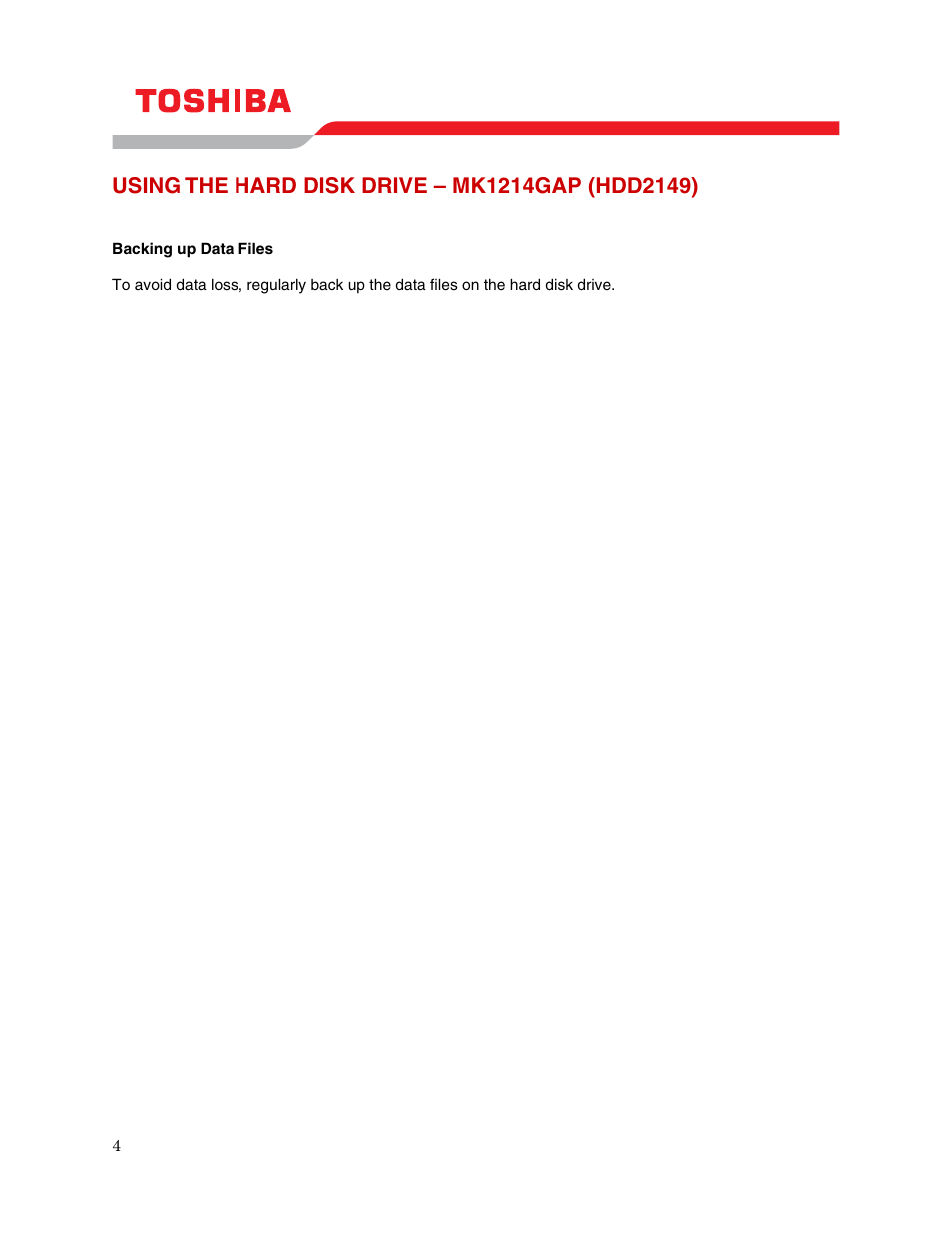 Using the hard disk drive – mk1214gap (hdd2149) | Toshiba MK1214GAP User Manual | Page 6 / 11