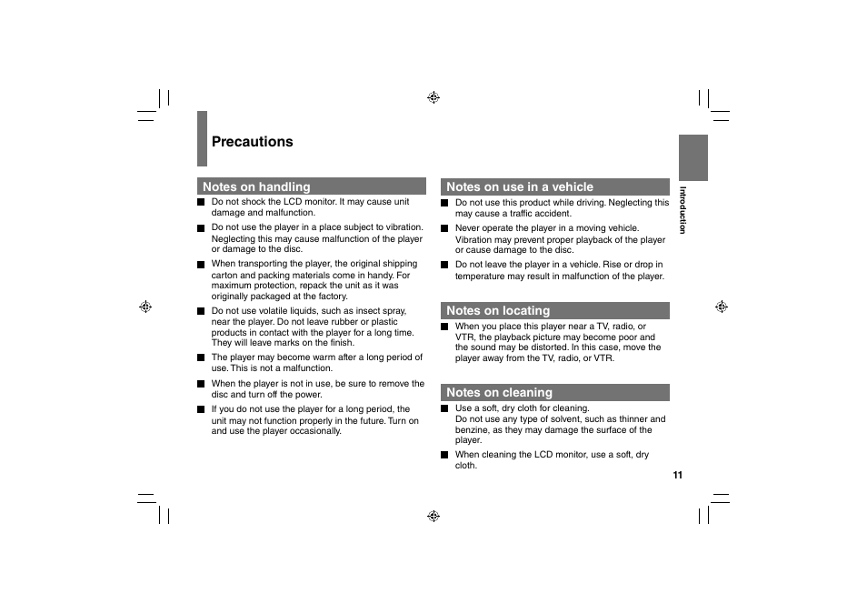 Precautions | Toshiba SD-P91SKY User Manual | Page 11 / 80