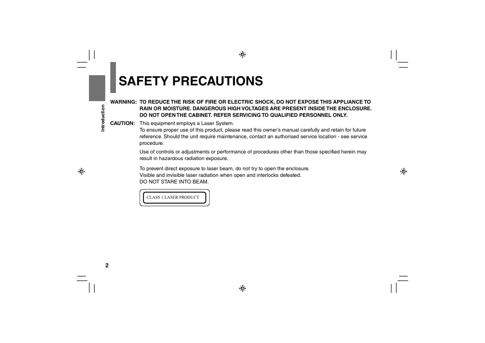 Safety precautions | Toshiba SD-P91SKY User Manual | Page 2 / 80