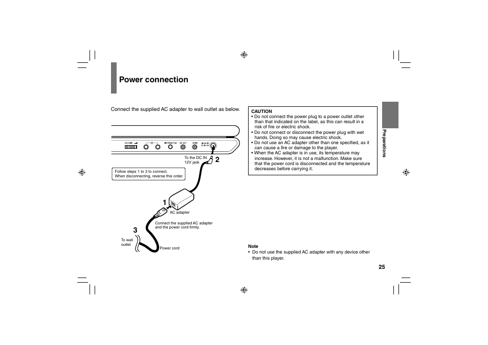 Power connection | Toshiba SD-P91SKY User Manual | Page 25 / 80