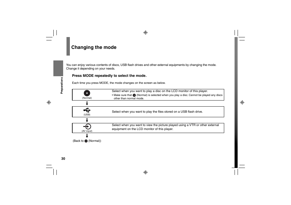 Changing the mode | Toshiba SD-P91SKY User Manual | Page 30 / 80