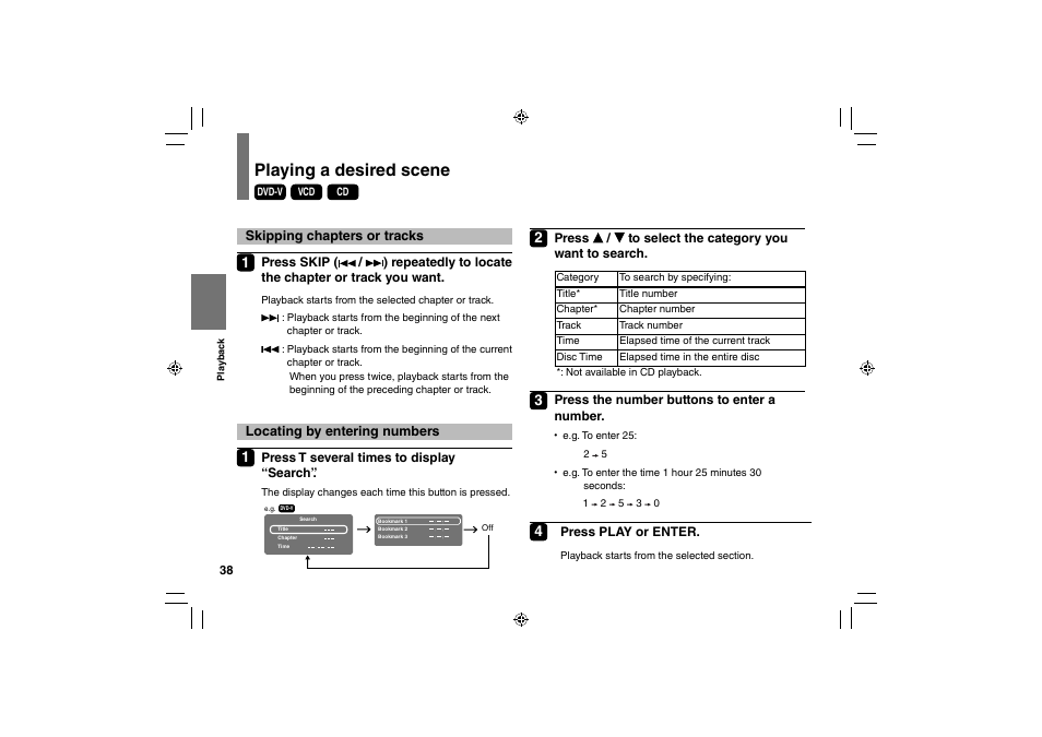 Playing a desired scene | Toshiba SD-P91SKY User Manual | Page 38 / 80