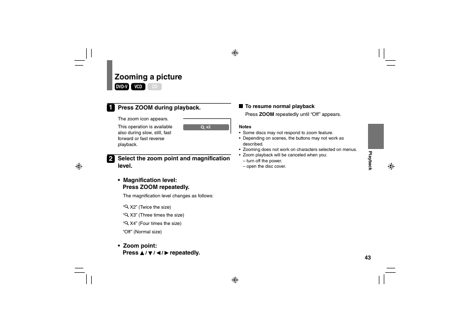 Zooming a picture | Toshiba SD-P91SKY User Manual | Page 43 / 80