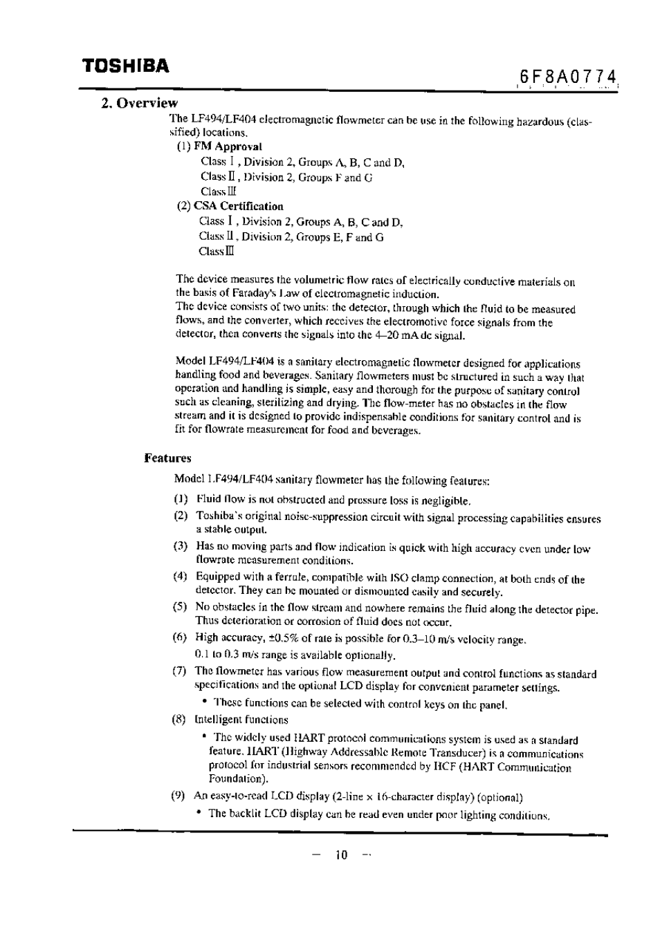 Features, Toshiba, 2, overview | Toshiba LF494 User Manual | Page 11 / 156