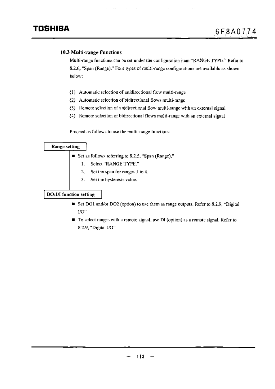 10<3 multi-range functions, Toshiba | Toshiba LF494 User Manual | Page 114 / 156