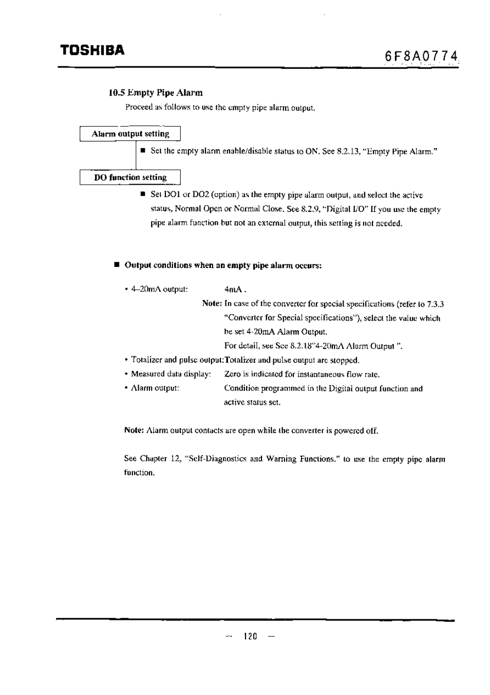 10,5 kmpty pipe alarm, Toshiba | Toshiba LF494 User Manual | Page 121 / 156