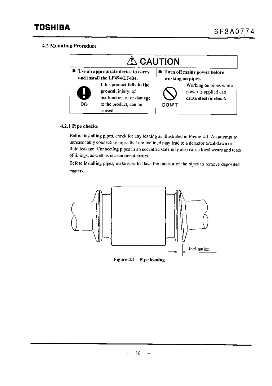 2 mounting procedure, A caution, Toshiba | Toshiba LF494 User Manual | Page 17 / 156