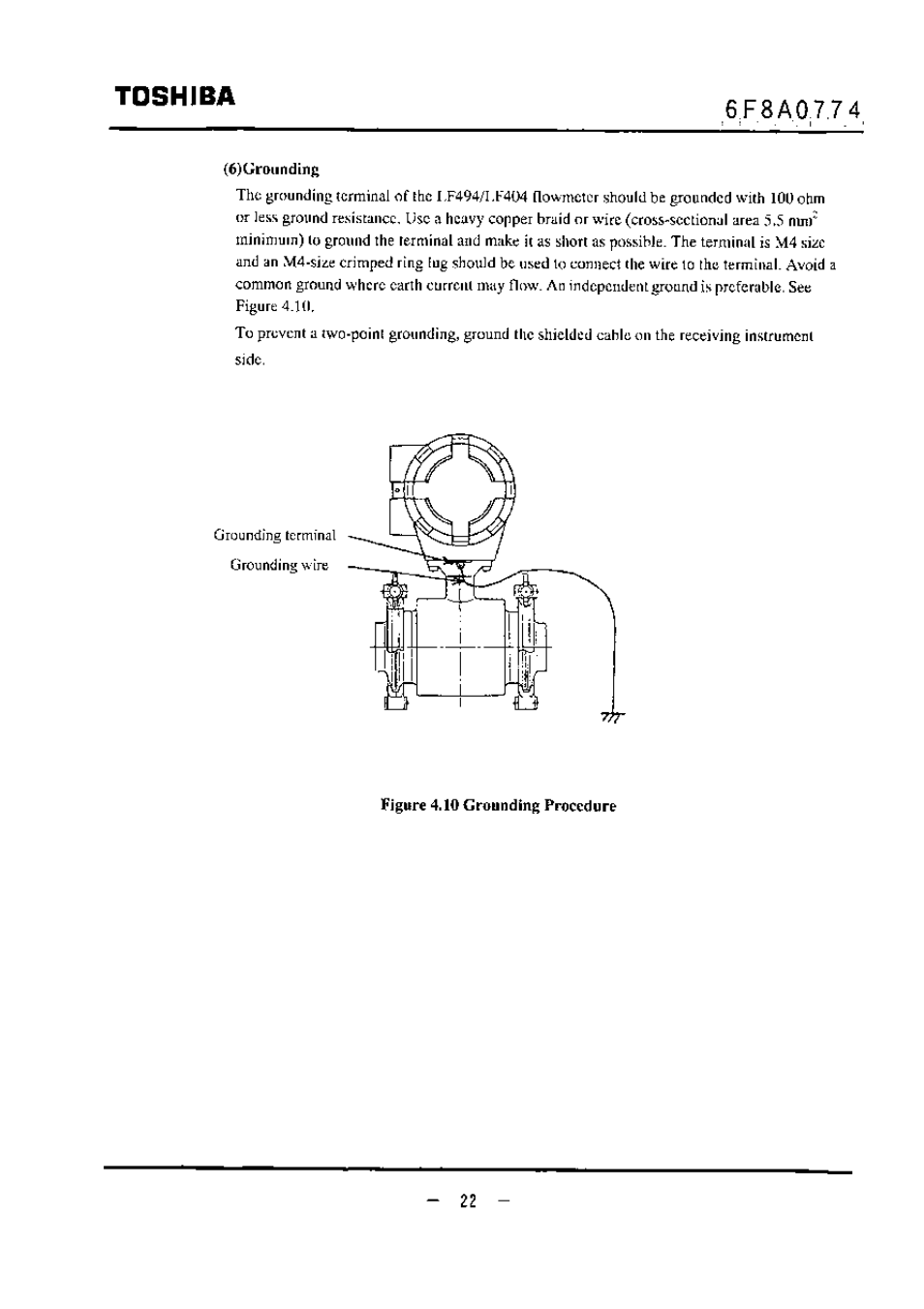 6)groiindirif, Figure 4.10 grounding procedure, Toshiba | Toshiba LF494 User Manual | Page 23 / 156