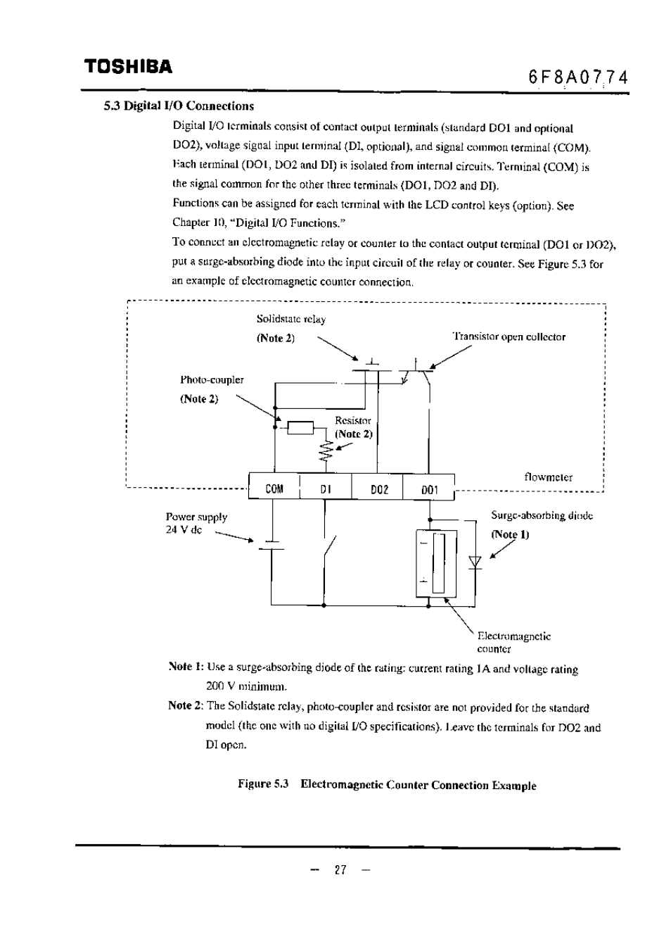 53 digital i/o connections, Toshiba | Toshiba LF494 User Manual | Page 28 / 156