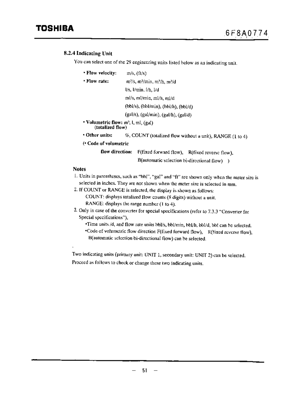 S.2.4 indic^tting unit, Notes, Toshiba | Toshiba LF494 User Manual | Page 52 / 156