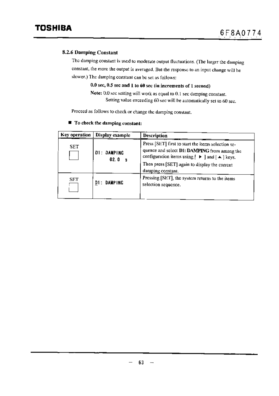 S2.6 damping; consitaiit, Toshiba | Toshiba LF494 User Manual | Page 64 / 156